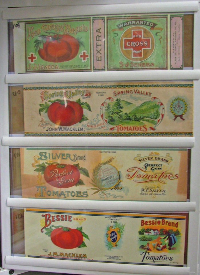 Beautiful canning labels from early 20th century in Havre de Grace