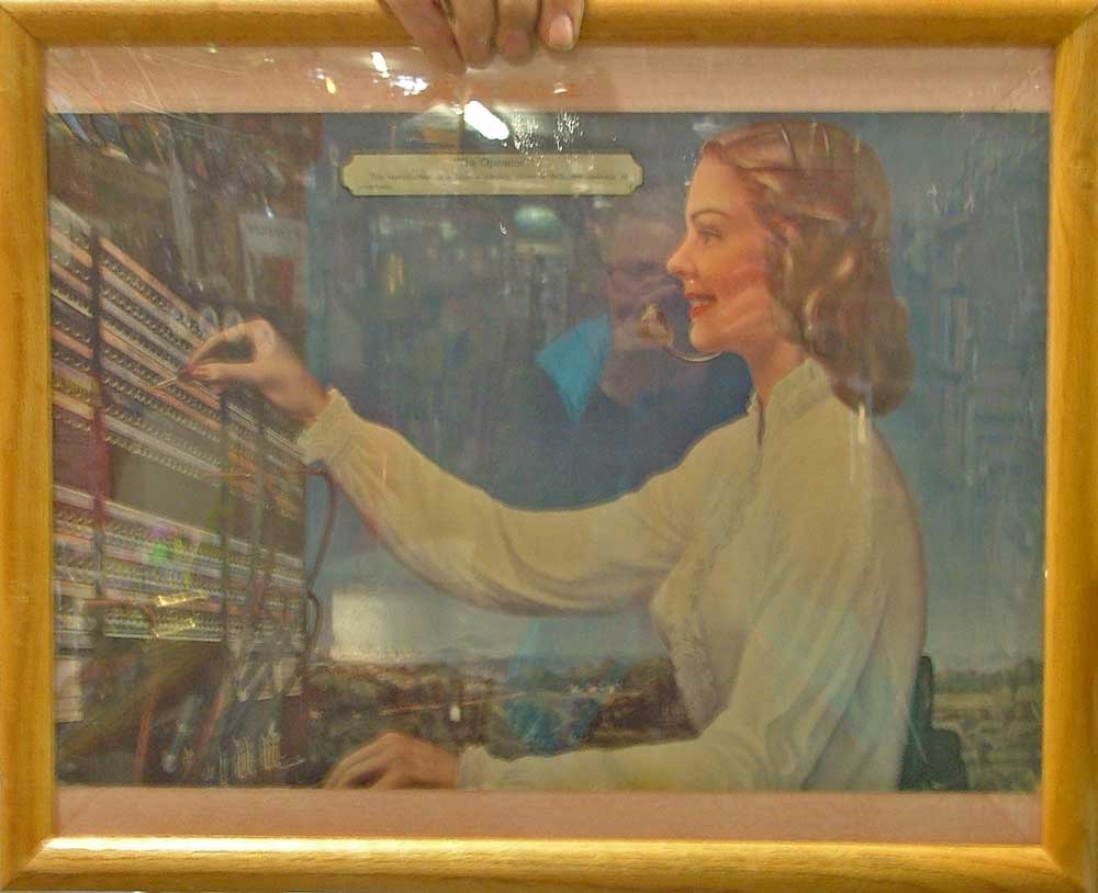 reproduction of a famous painting titled "The Operator" to honor switchboard operators.