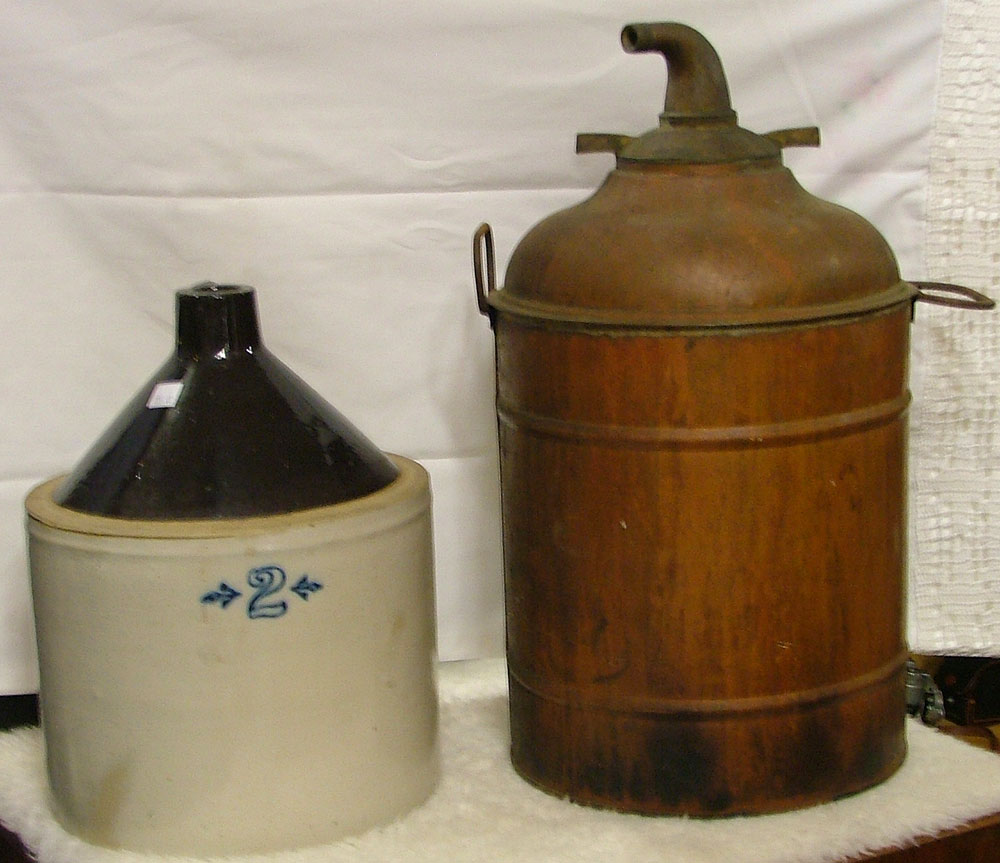 2 gal jug and copper still at Bahouaks