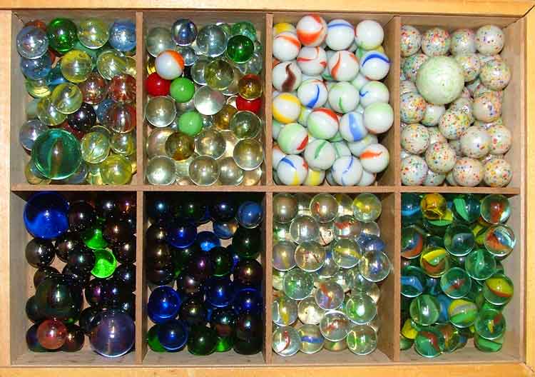 Wonderful selection of marbles available at Bahoukas Antiques in Havre de Grace Maryland