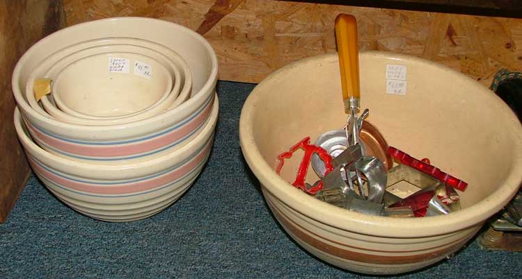 mixing bowls and utensils can be discovered at Bahoukas Antiques in Havre de Grace, Maryland