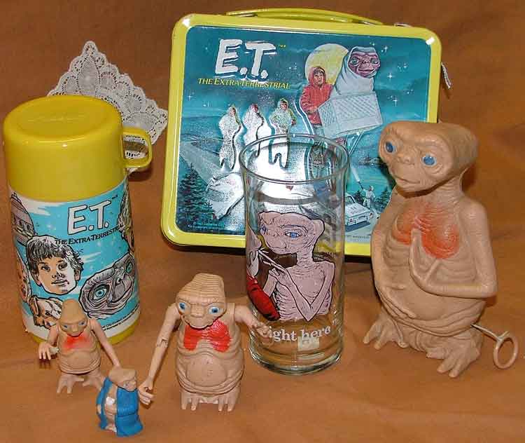 ET lunch box and thermos, glass, and figures in several different sizes all at Bahoukas in Havre de Grace