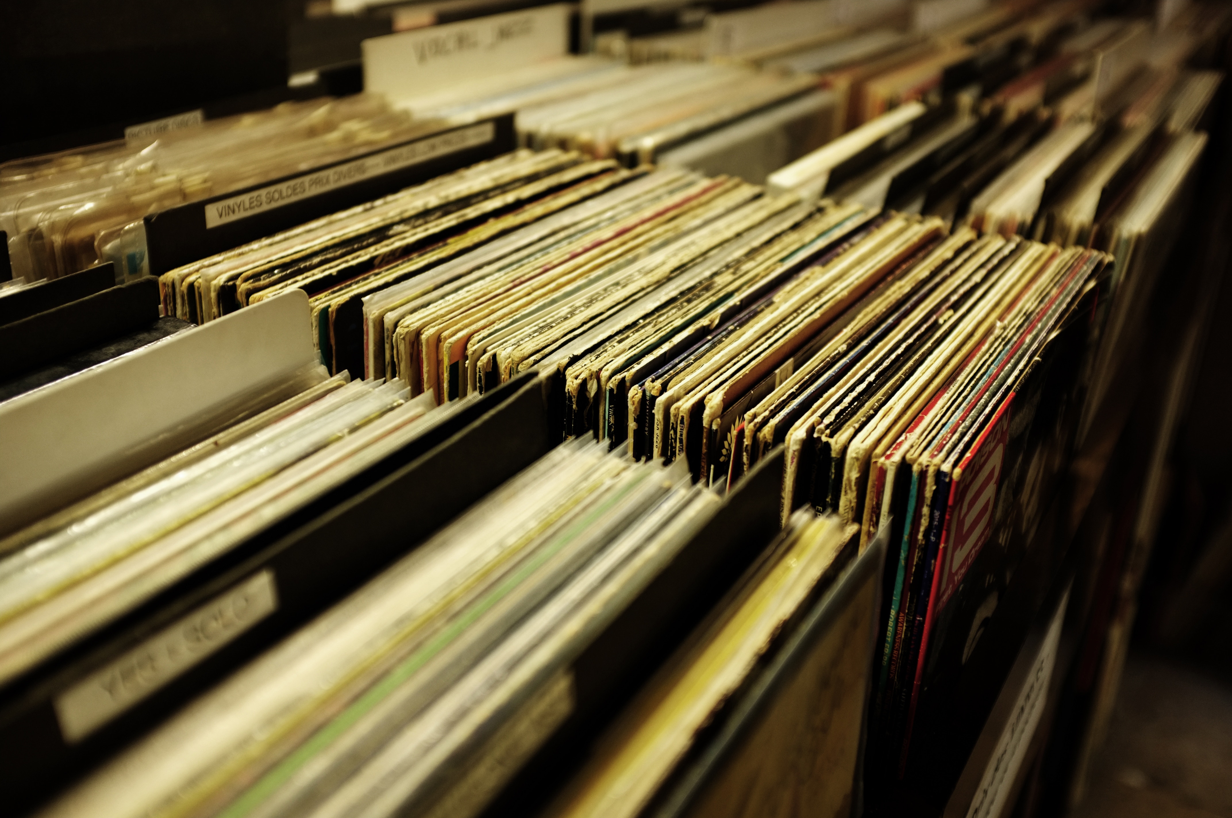old record albums in bins from unsplash.com
