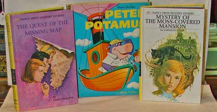 Collectible Books at Bahoukas Antique Mall include Nancy Drew and Peter Pottamus