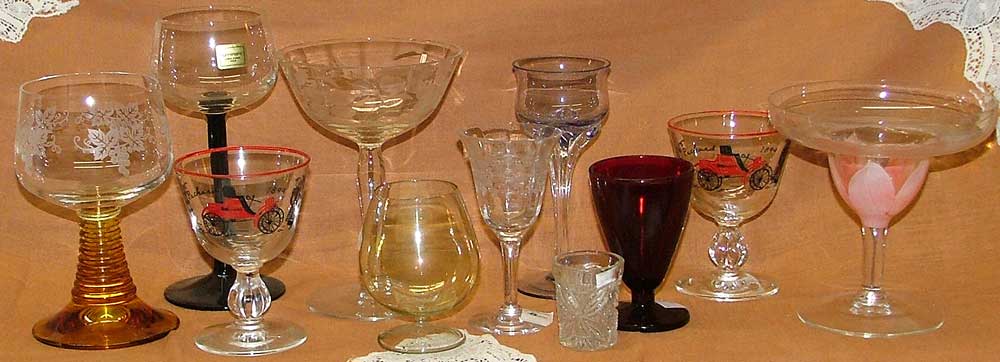 beautiful stemware from etched and ruby glass to wine stemware and cordials, even brandy snifters - wonderful choices at Bahoukas in Havre de Grce
