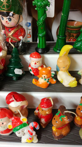 small Christmas figure candles at Bahoukas Antiques