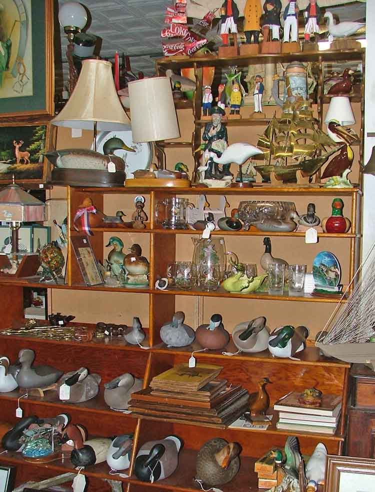 Nautical theme at Bahoukas Antiques include decoys, boat models, Old Salts of the Sea and more