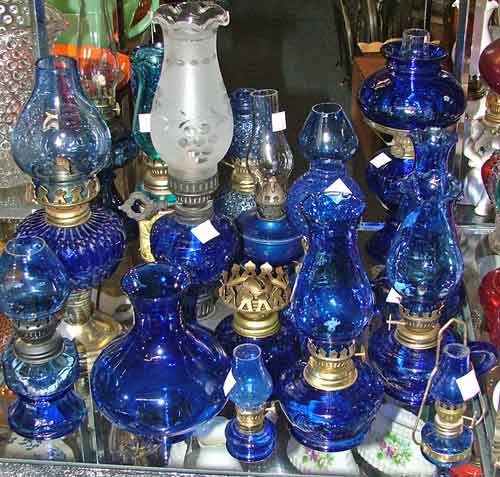 shades of blue oil lamps