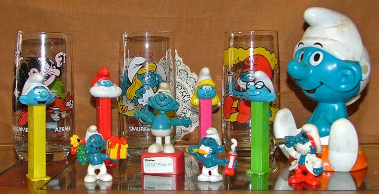 Smurfs - glasses, PEZ dispensers and more at Bahoukas in Havre de Grace