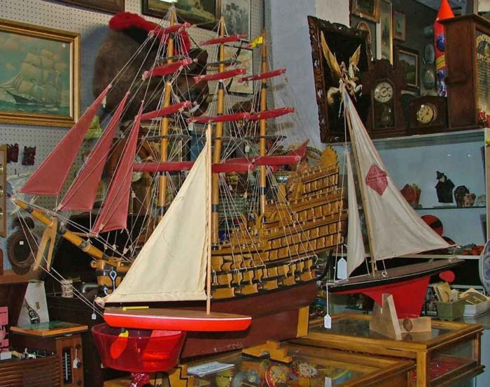 a huge Spanish galleon and a couple sailboat models - at Bahoukas in Havre de Grace