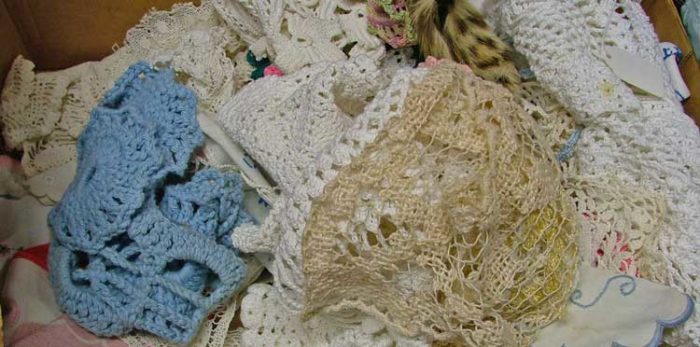 lace, corchet, doiiles and hankies at Bahoukas in Havre de Grace