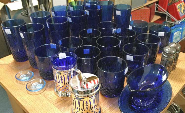 beuatiful blue glass now at Bahoukas Antique Mall