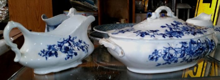 Gravy boat and small tureen in blue and white add wonderful accents to your holiday dining. Available at Bahoukas in Havre de Grace