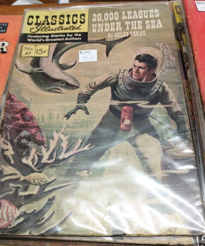 Very collectible Classics Illustrated comic #47: 20,000 Leagues Under the Sea by Jules Verne at Bahoukas Antiques in Havre de Grace, MD