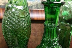 New: Green Glass Figural Bottles - Bahoukas