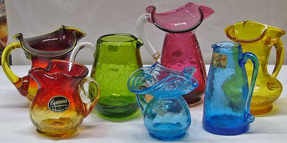 A variety of small pieces of crackle glass available at Bahoukas in Havre de Grace.