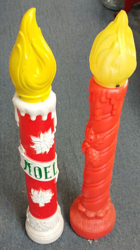 Tall electric Christmas candles to add to your front porch or large entryway from Bahoukas in Havre de Grace