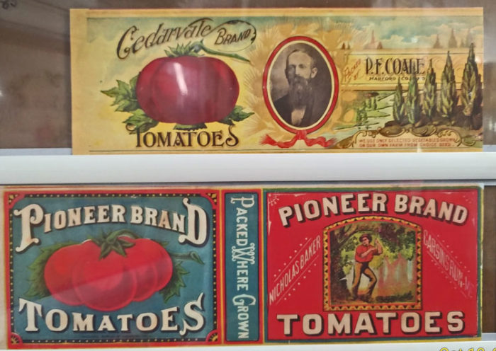 decoupage old canning labels from Bahoukas in Havre de Grace