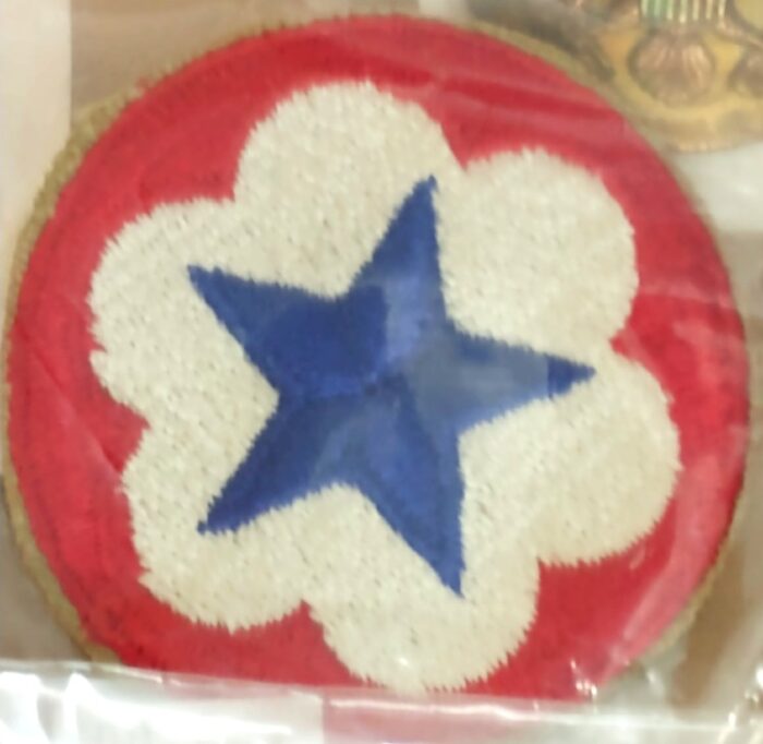 Unit Patch - blue star on white with red border - we have many more here at Bahoukas