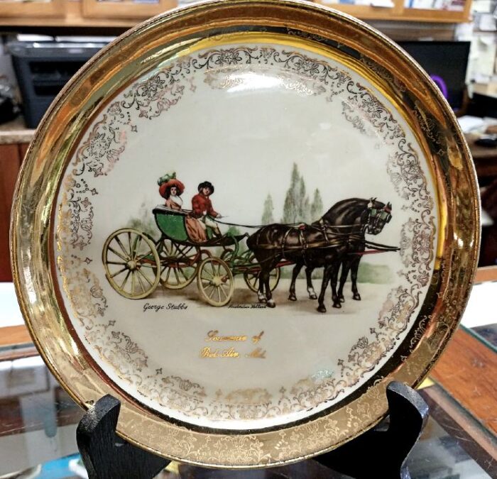 The Sabina Line of souvenir plates for Bel Air, MD. 22k gold trim - artwork by George Stubbs. Available at Bahoukas in Havre de Grace, MD