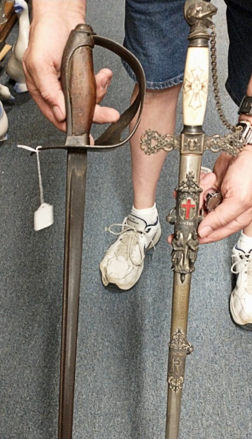 US Naval Cutlass (Civil War) and early 1900s Ceremonial Sword of Knights Templar