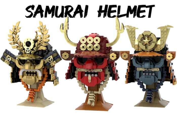 Photo of Samurai Helmets made from legos from the Lego Ideas site.