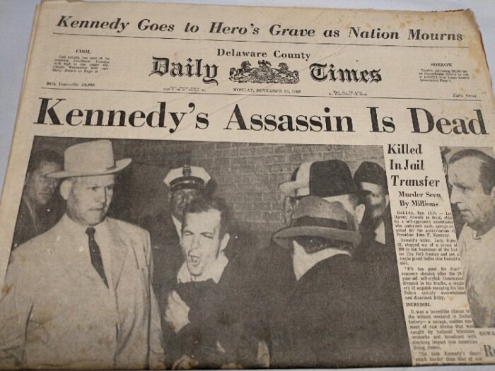 newspaper Delaware County Daily Times, Mon. Nov 25, 1963
Headline: Kennedy's Assassin Is Dead