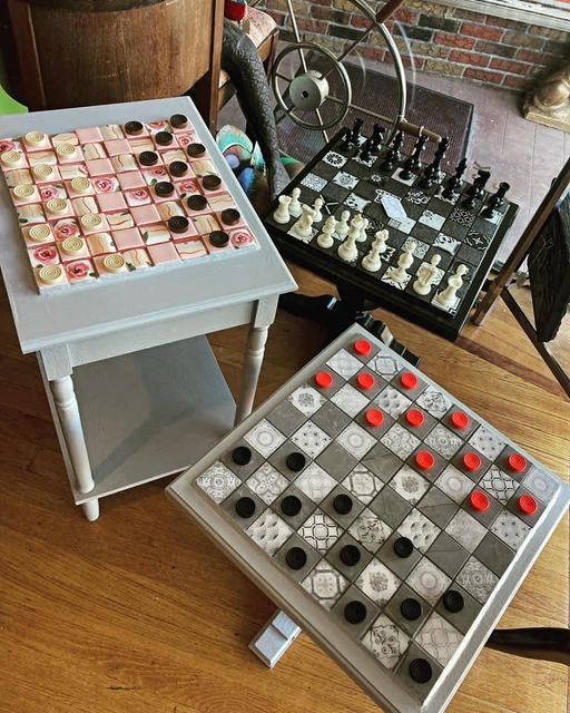 mosaic chess/checkers set