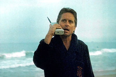 scene from the movie Wall Street with Gordon Gekko talking on his Motorola DynaTAC phone!