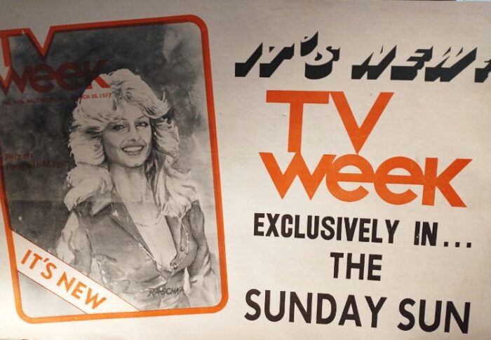 Vintage Sunday Sun Baltimore newstand advertising for TV Week