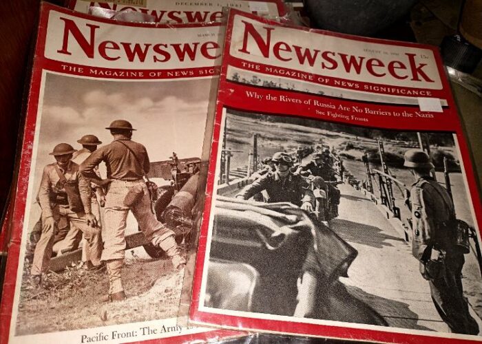 Covers of NEWSWEEK magazines featuring WWII