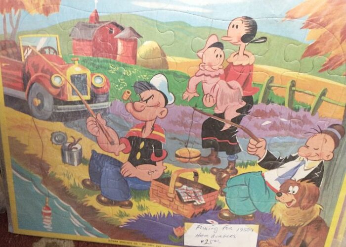 Popeye fishing with family and friends vintage puzzle