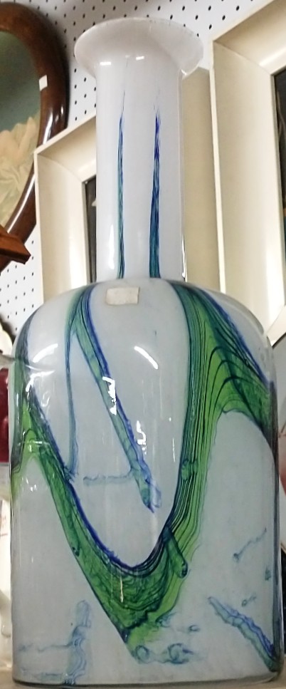 beautiful turquoise and green on white vase