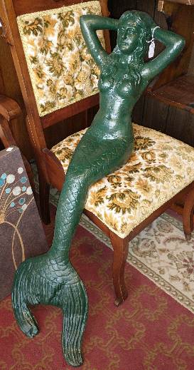 cast iron sitting mermaid - large