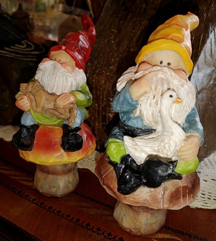 Vintage Mushroom Garden Gnomes available at Bahoukas in Havre de Grace