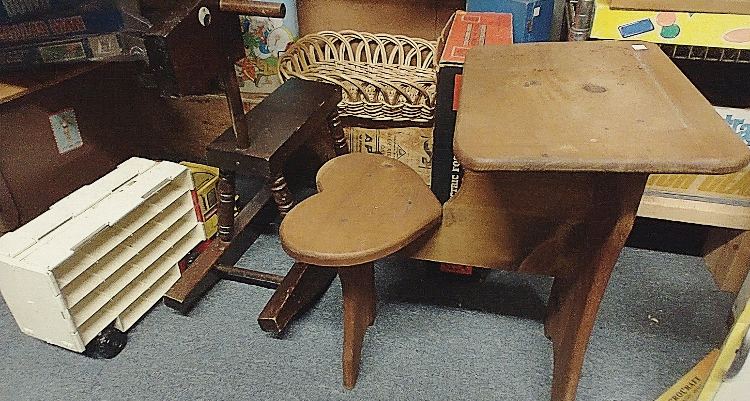 Child's desk with heart seat and more