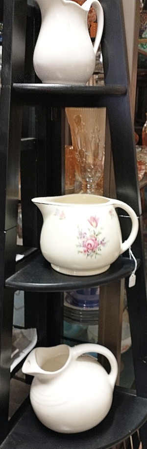 beautiful pitchers are tucked in everywhere at Bahoukas Antique Mall - perfect for your holiday gatherings - beautiful with flowers