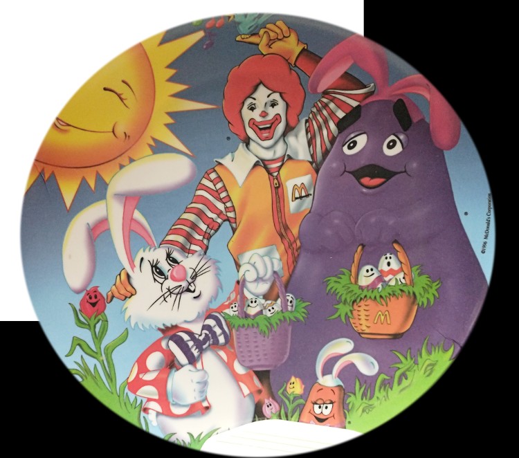 McDonald's Plastic plate - Ronald McDonald character and Easter Bunny
