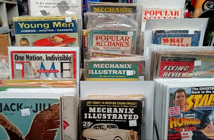 Wonderful assortment of magazines available at BAHOUKAS ANTIQUES in Havre de Grace MD