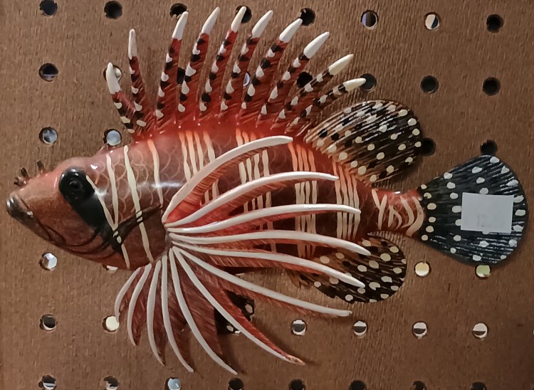 decorative plastic colorful lionfish at BAHOUKAS ANTIQUE MALL in Havre de Grace MD