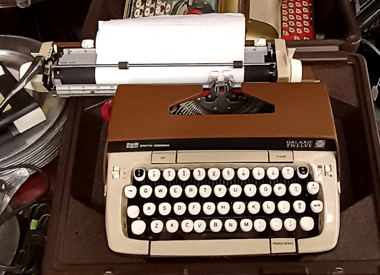 Vintage 1970s Smith Corona Galaxie Twelve typewriter available at BAHOUKAS ANTIQUE MALL in Havre de Grace MD