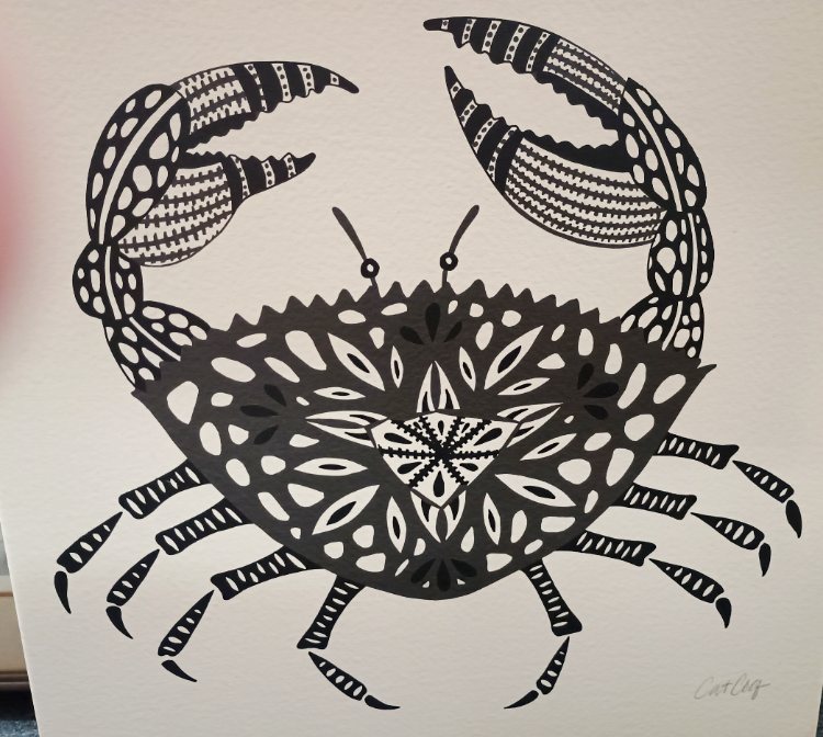 Love this large black and white CRAB graphic available at BAHOUKAS ANTIQUE MALL in Havre de Grace