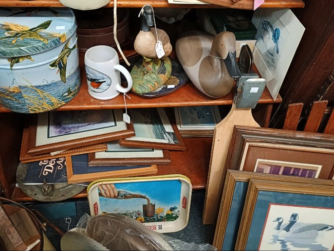 Ducks-ducks-ducks, prints, trays, and more for your waterfront decor available at BAHOUKAS ANTIQUE MALL in Havre de Grace