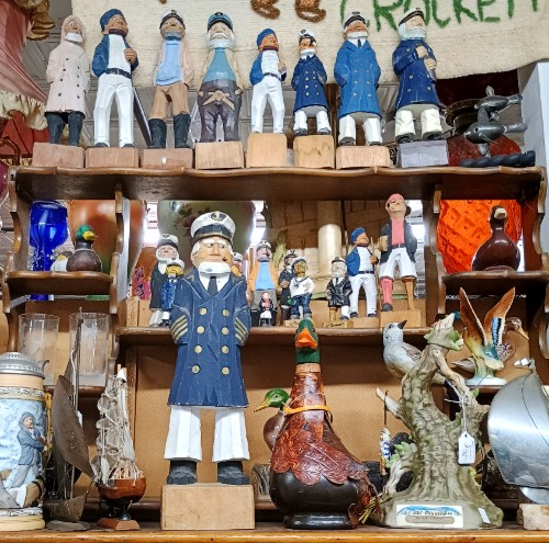 Wood watermen sculptures available at BAHOUKAS ANTIQUE MALL in Have de Grace.