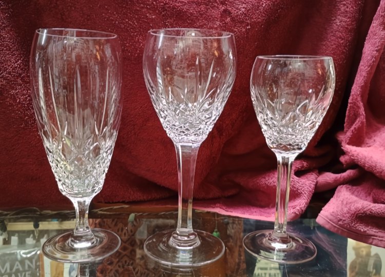 Beautiful set of Waterford Crystal Glassware - available at BAHOUKAS ANTIQUE MALL in Havre de Grace