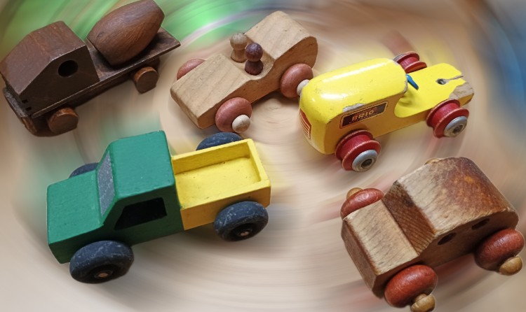 A wonderful selection of wooden toy vehicles are available at Bahoukas Antiques in Havre de Grace