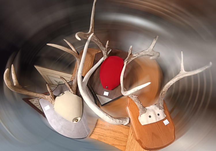mounted deer antlers - available at Bahoukas Antique Mall in Havre de Grace, MD