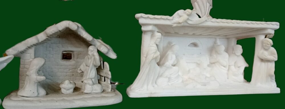 Two of several nativities available at BAHOUKAS ANTIQUE MALL in Havre de Grace