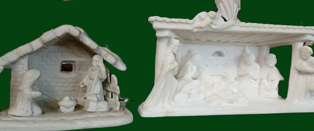 Two of several nativities available at BAHOUKAS ANTIQUE MALL in Havre de Grace