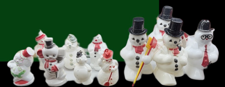A variety of snowmen - new additions to our very collectible Christmas Decor available at BAHOUKAS ANTIQUE MALL in Havre de Grace